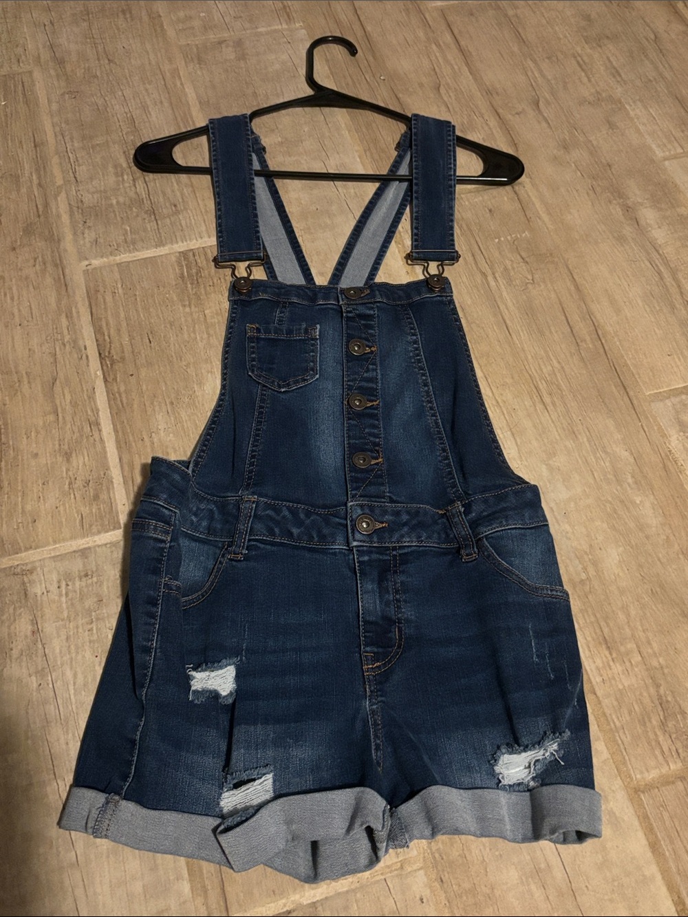 Wax Jean Dark Blue Denim Short Overalls for Girls
